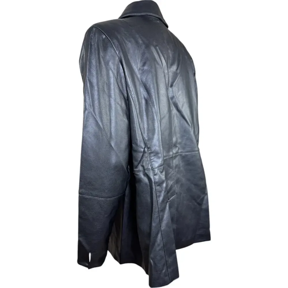 Dennis Basso Luxe Faux Leather‎ Jacket Black Large Petite  NWOT Business Casual